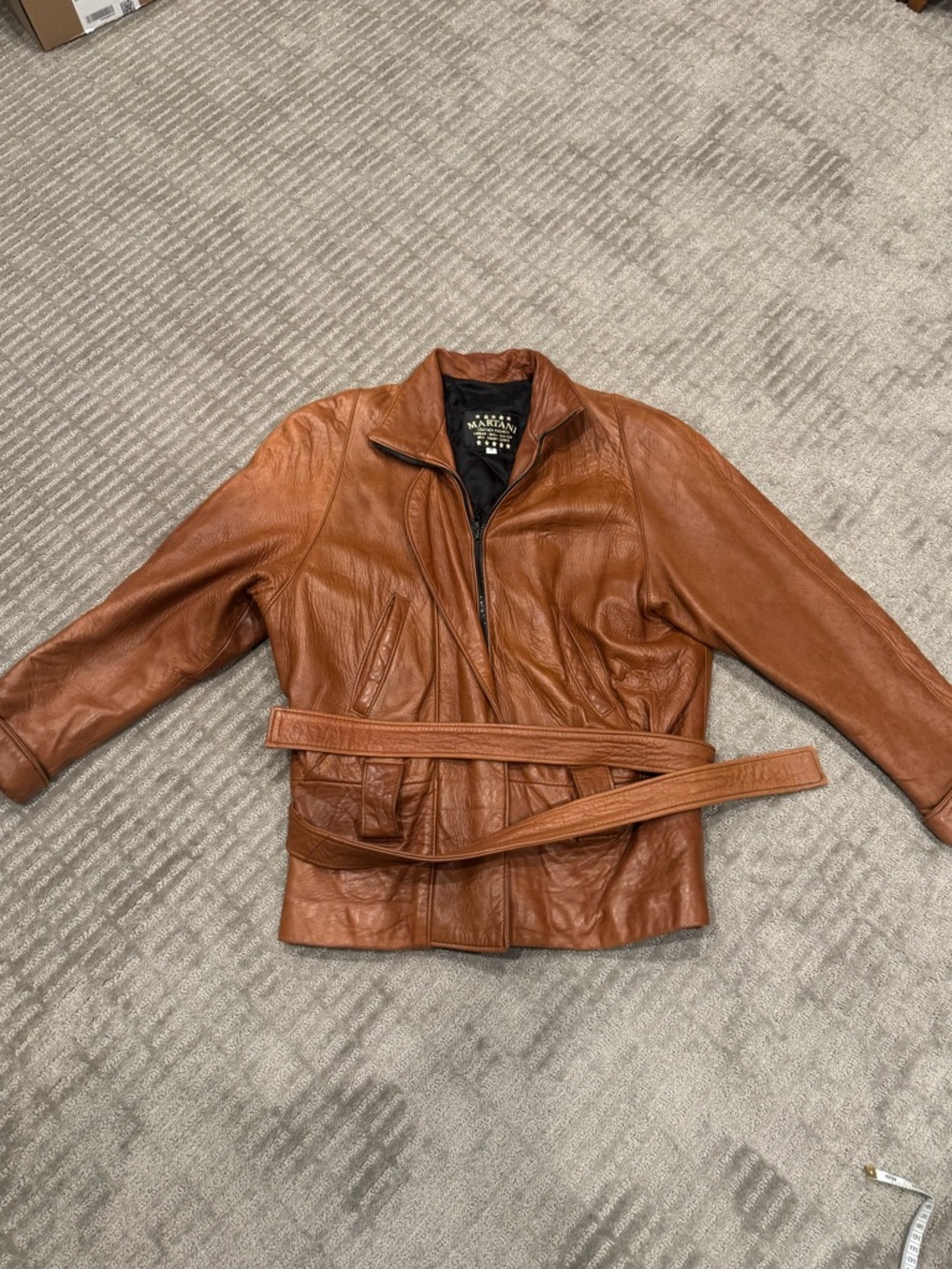 Vintage Tan Leather Zip-Front Jacket, Martani